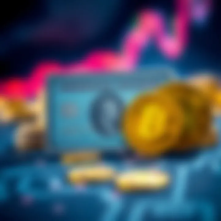 American Express and Cryptocurrency Fusion American Express card alongside cryptocurrency symbols