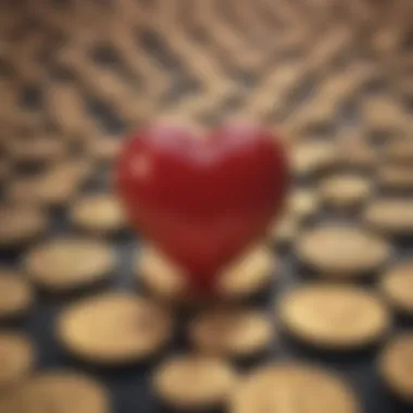 Visual representation of heart tokens in cryptocurrency