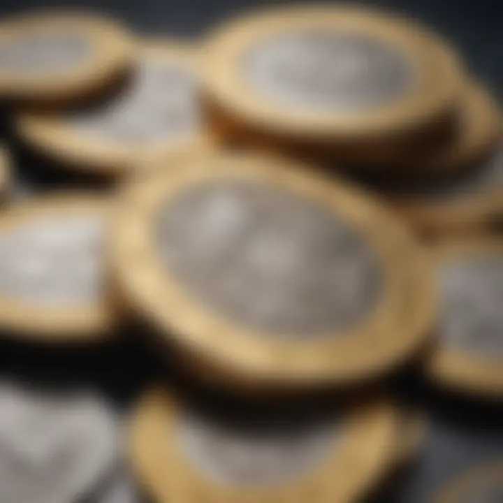 Detailed view of euro coins showcasing unique designs